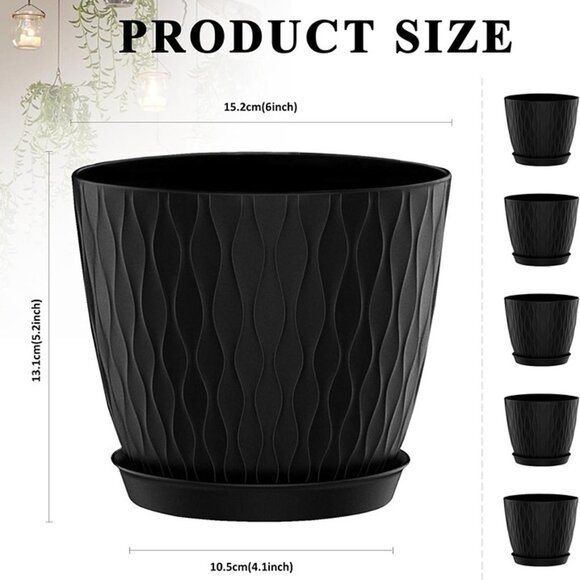 New Flower Pots Outdoor 6 inch Set of 5 Succulent Planters for Indoor - Picture 7 of 7